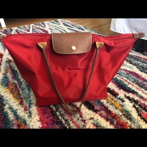 Large Red Long Champ Tote